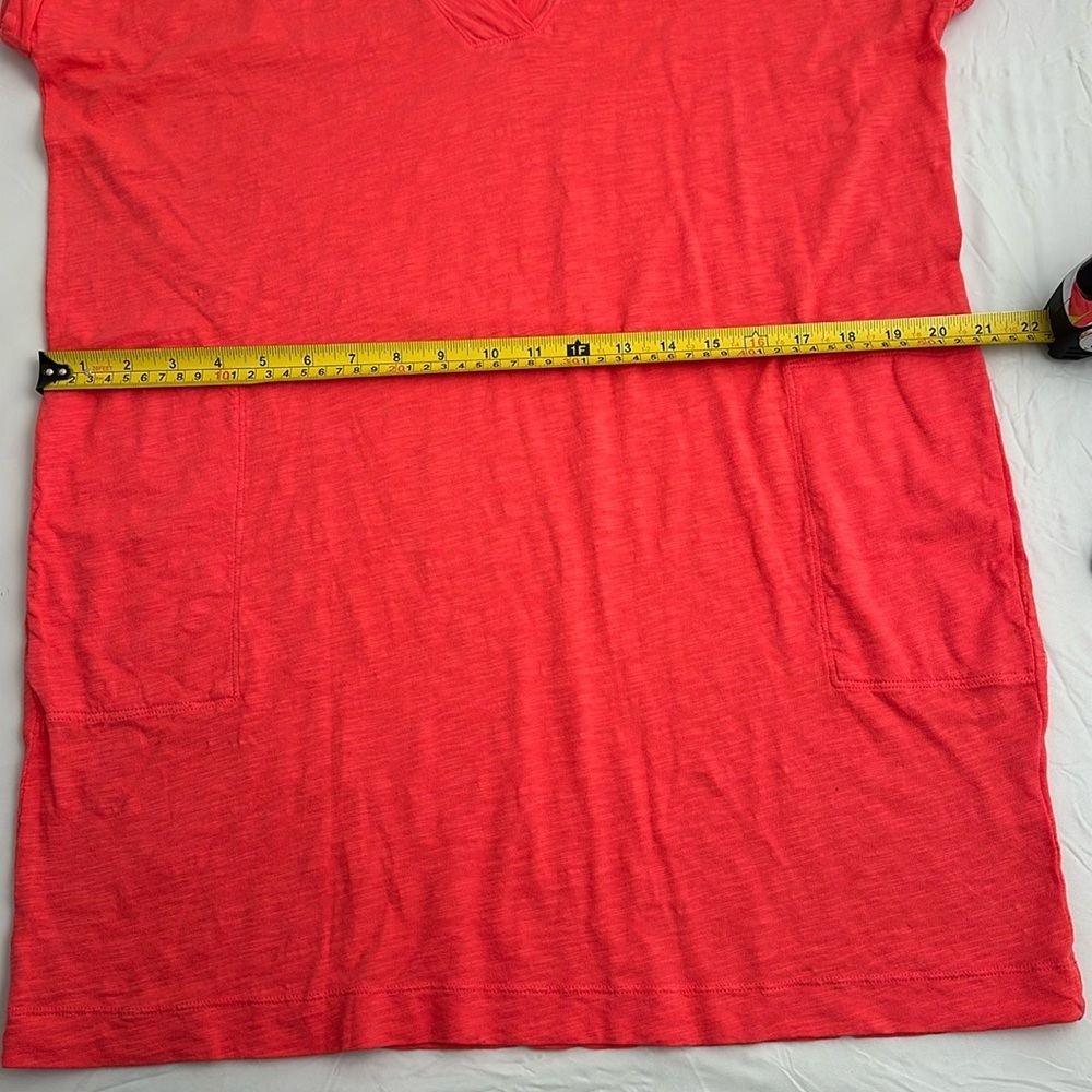 Bobi coral wide band v-neck slubbed casual short sleeve t-shirt dress - Picture 8 of 12